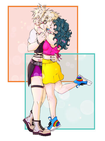 Full Body, 2 Characters Lineart (full render)